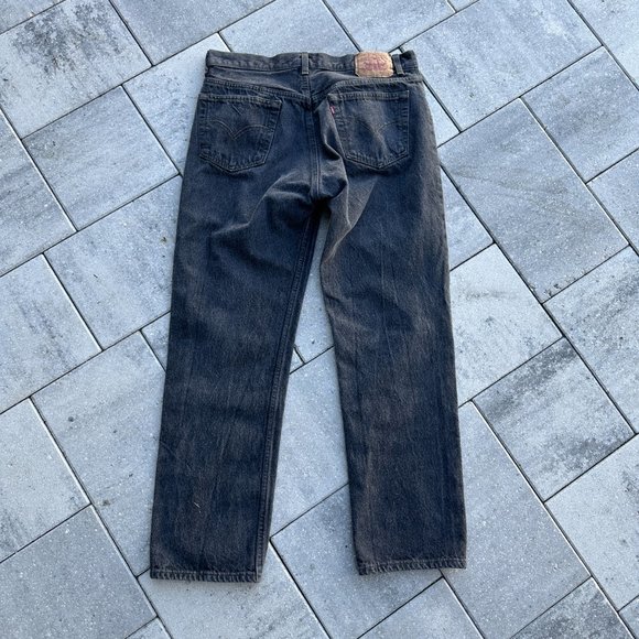 Vintage 1980s Levis 501 Straight Leg Black Denim Jeans 36x30 - Picture 3 of 7